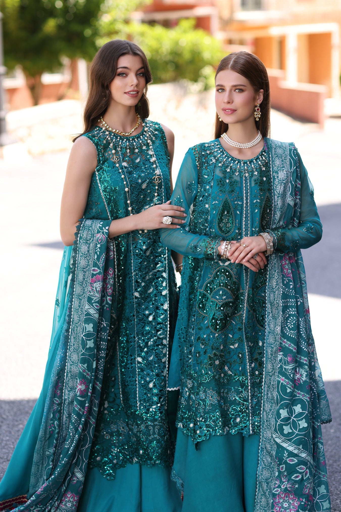 Noor Chiffon Handwork Schiffli And Laserkari CLK-23-Malachite-D8-Zarish