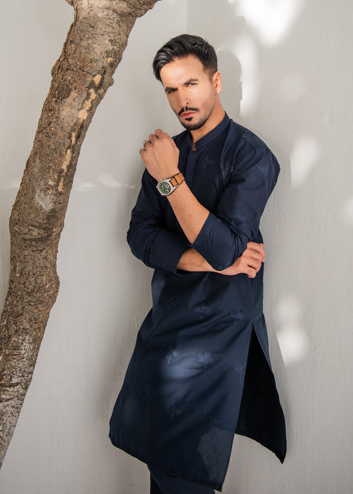 Blue Embroidered Kutra Trouser